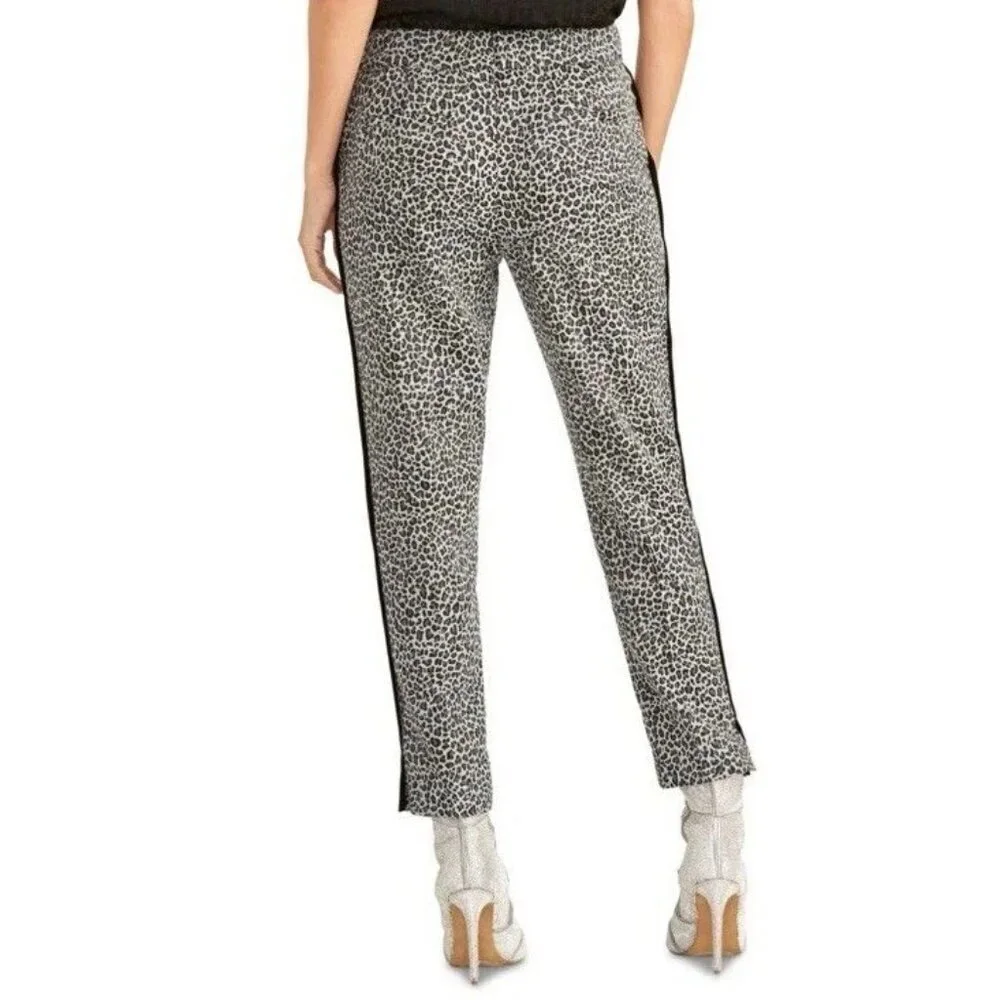RACHEL ROY Gray Cheetah Animal Print Textured Cropped Agatha Pants Women's Sz 8 - Picture 2 of 12